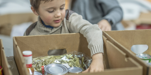 Boy at food bank