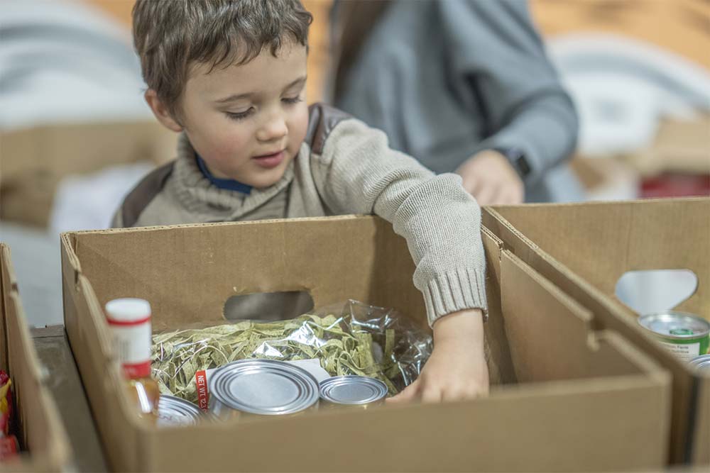 Boy at foodbank
